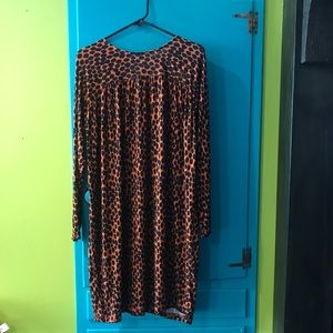 LOFT Red and Black Leopard Dress